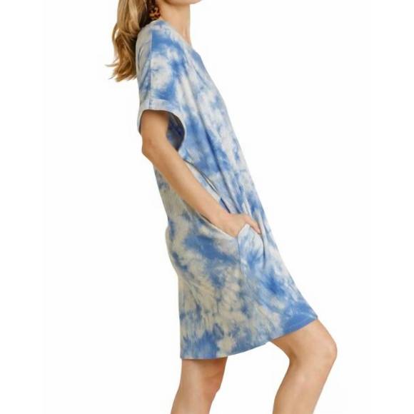 NEW UMGEE ribbed tie dye dress in sky blue - Picture 2 of 3